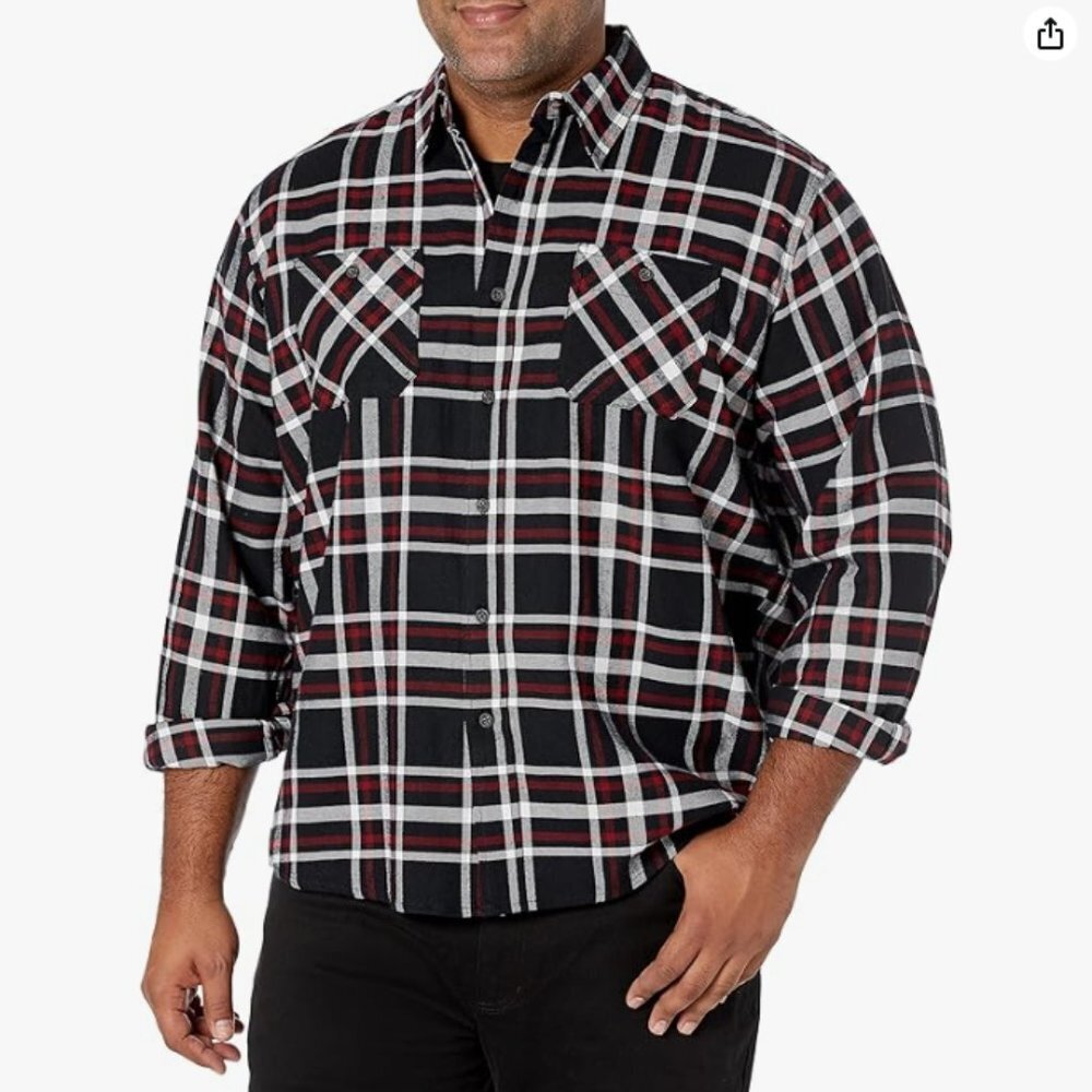 Wrangler Authentics Men's Long Sleeve Flannel Shirt, Large